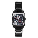 Flower Pattern Stainless Steel Barrel Watch