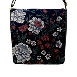 Flower Pattern Flap Closure Messenger Bag (L)