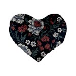 Flower Pattern Standard 16  Premium Flano Heart Shape Cushions