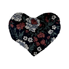 Flower Pattern Standard 16  Premium Flano Heart Shape Cushions from ArtsNow.com Back