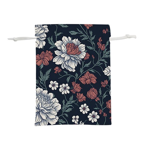 Flower Pattern Lightweight Drawstring Pouch (M) from ArtsNow.com Front