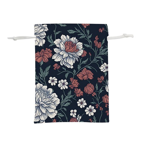 Flower Pattern Lightweight Drawstring Pouch (L) from ArtsNow.com Front