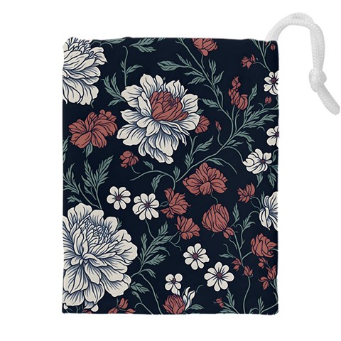 Flower Pattern Drawstring Pouch (4XL) from ArtsNow.com Front