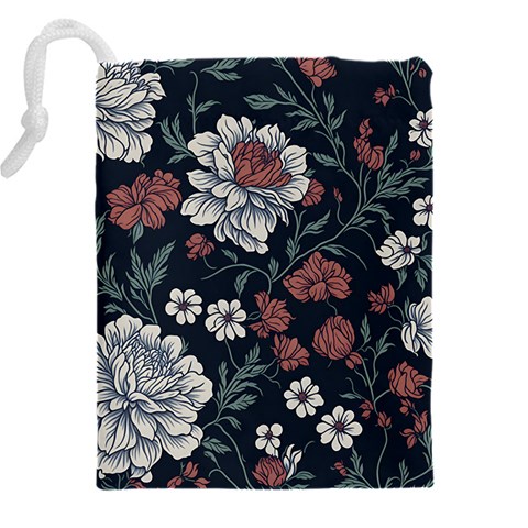 Flower Pattern Drawstring Pouch (4XL) from ArtsNow.com Back