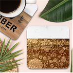 Flower Pattern Marble Wood Coaster (Square)