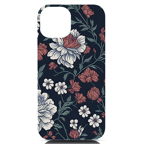 Flower Pattern iPhone 14 Black UV Print Case from ArtsNow.com Front