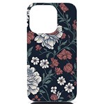Flower Pattern iPhone 14 Pro Black UV Print Case