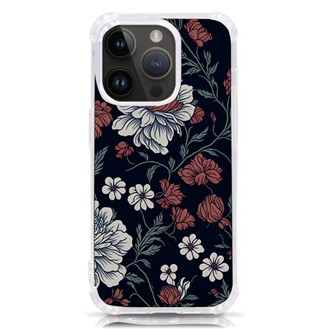 Flower Pattern iPhone 14 Pro TPU UV Print Case from ArtsNow.com Front