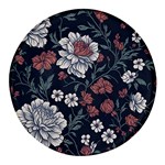 Flower Pattern Round Glass Fridge Magnet (4 pack)
