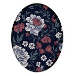 Flower Pattern Oval Glass Fridge Magnet (4 pack)
