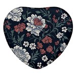 Flower Pattern Heart Glass Fridge Magnet (4 pack)