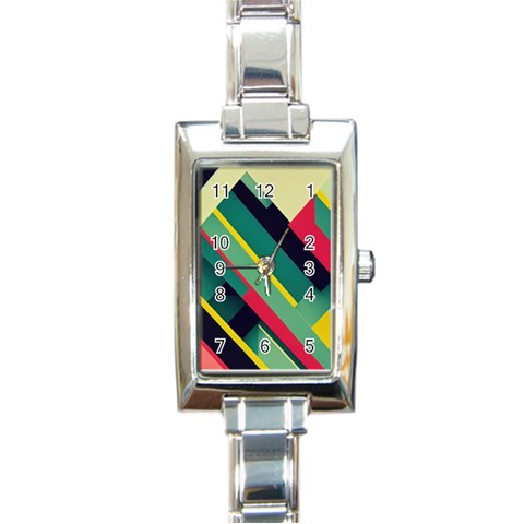 Abstract Geometric Design Pattern Rectangle Italian Charm Watch from ArtsNow.com Front