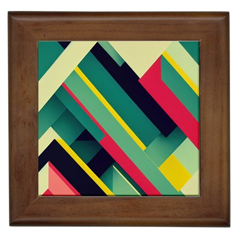 Abstract Geometric Design Pattern Framed Tile from ArtsNow.com Front