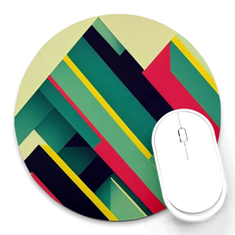 Abstract Geometric Design Pattern Round Mousepad from ArtsNow.com Front