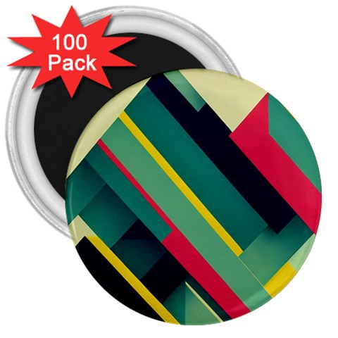 Abstract Geometric Design Pattern 3  Magnets (100 pack) from ArtsNow.com Front