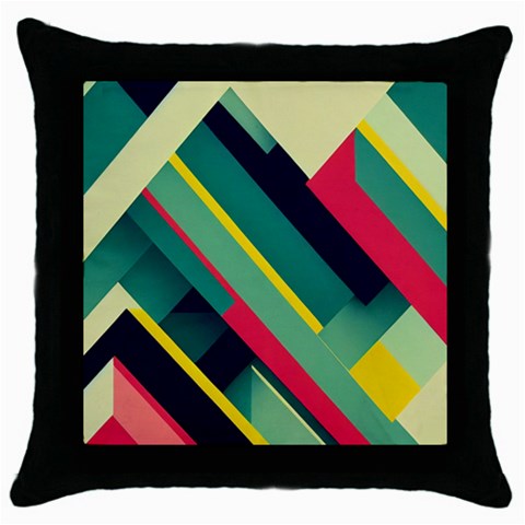 Abstract Geometric Design Pattern Throw Pillow Case (Black) from ArtsNow.com Front