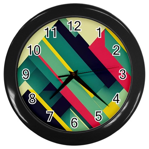 Abstract Geometric Design Pattern Wall Clock (Black) from ArtsNow.com Front