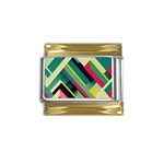 Abstract Geometric Design Pattern Gold Trim Italian Charm (9mm)