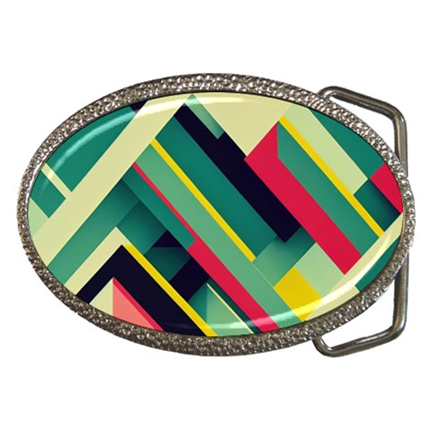 Abstract Geometric Design Pattern Belt Buckles from ArtsNow.com Front