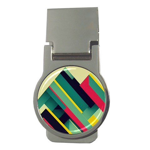 Abstract Geometric Design Pattern Money Clips (Round)  from ArtsNow.com Front