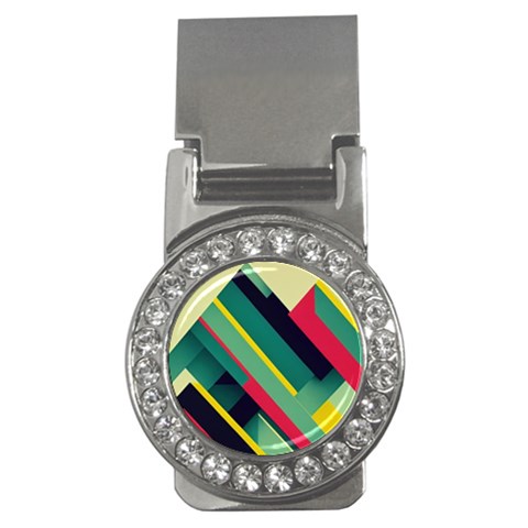 Abstract Geometric Design Pattern Money Clips (CZ)  from ArtsNow.com Front