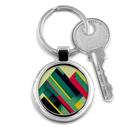 Abstract Geometric Design Pattern Key Chain (Round) from ArtsNow.com Front