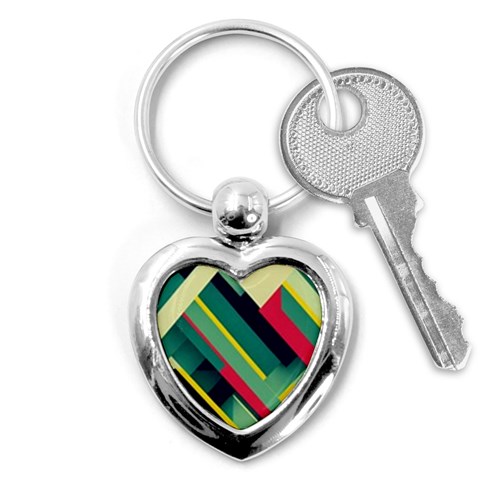 Abstract Geometric Design Pattern Key Chain (Heart) from ArtsNow.com Front