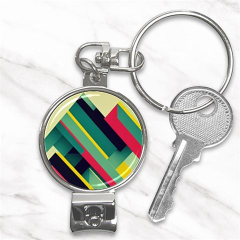 Abstract Geometric Design Pattern Nail Clippers Key Chain from ArtsNow.com Front
