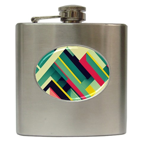 Abstract Geometric Design Pattern Hip Flask (6 oz) from ArtsNow.com Front