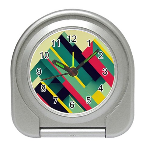 Abstract Geometric Design Pattern Travel Alarm Clock from ArtsNow.com Front