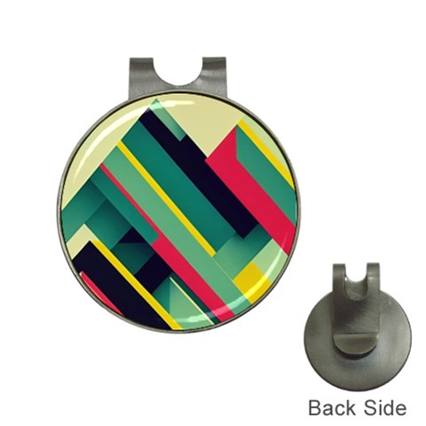 Abstract Geometric Design Pattern Hat Clips with Golf Markers from ArtsNow.com Front