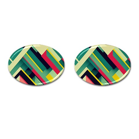 Abstract Geometric Design Pattern Cufflinks (Oval) from ArtsNow.com Front(Pair)