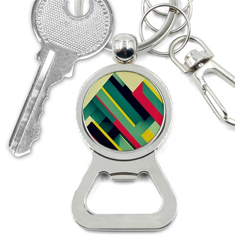 Abstract Geometric Design Pattern Bottle Opener Key Chain from ArtsNow.com Front