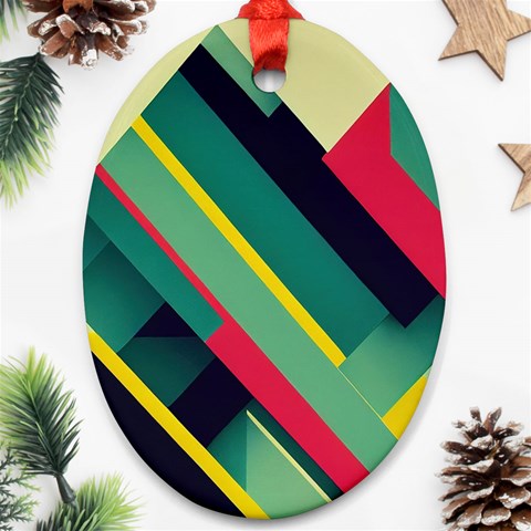 Abstract Geometric Design Pattern Oval Ornament (Two Sides) from ArtsNow.com Back