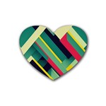 Abstract Geometric Design Pattern Rubber Heart Coaster (4 pack)