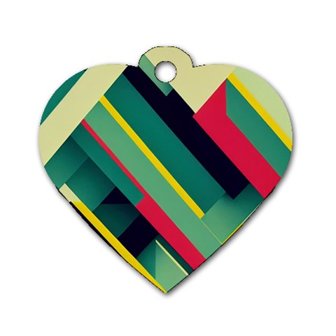 Abstract Geometric Design Pattern Dog Tag Heart (One Side) from ArtsNow.com Front