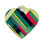 Abstract Geometric Design Pattern Dog Tag Heart (Two Sides)