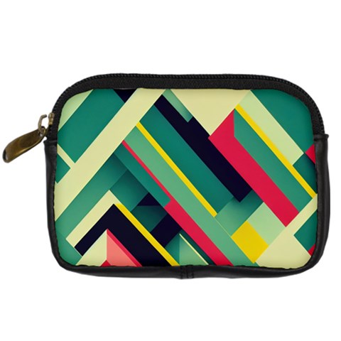 Abstract Geometric Design Pattern Digital Camera Leather Case from ArtsNow.com Front