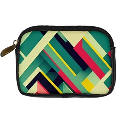 Abstract Geometric Design Pattern Digital Camera Leather Case from ArtsNow.com Front