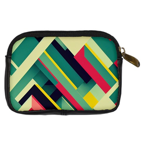 Abstract Geometric Design Pattern Digital Camera Leather Case from ArtsNow.com Back