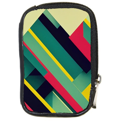Abstract Geometric Design Pattern Compact Camera Leather Case from ArtsNow.com Front