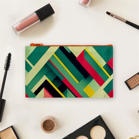Abstract Geometric Design Pattern Cosmetic Bag (Small) from ArtsNow.com Front