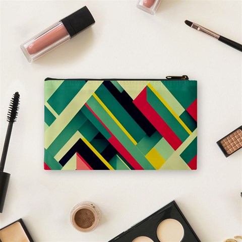 Abstract Geometric Design Pattern Cosmetic Bag (Small) from ArtsNow.com Back