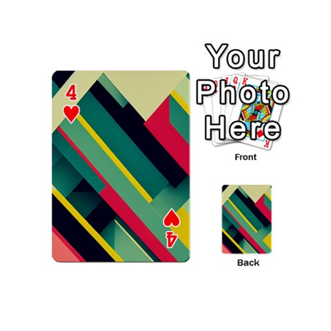Abstract Geometric Design Pattern Playing Cards 54 Designs (Mini) from ArtsNow.com Front - Heart4
