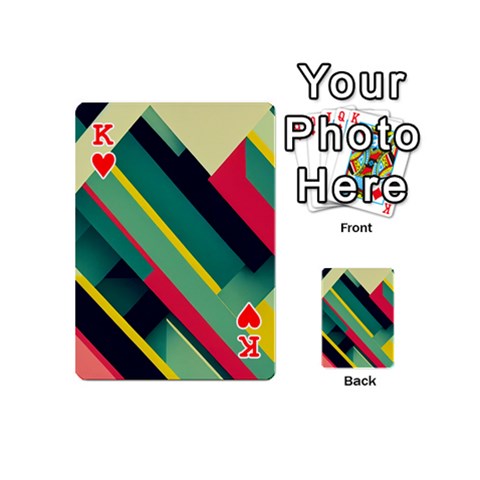King Abstract Geometric Design Pattern Playing Cards 54 Designs (Mini) from ArtsNow.com Front - HeartK