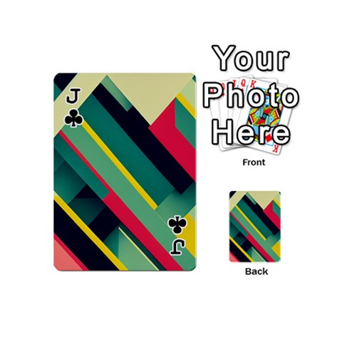 Jack Abstract Geometric Design Pattern Playing Cards 54 Designs (Mini) from ArtsNow.com Front - ClubJ