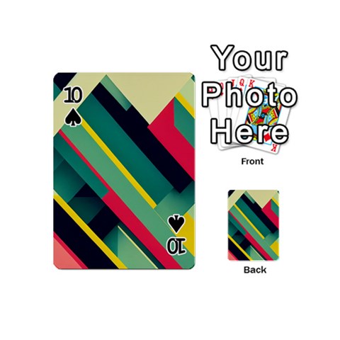 Abstract Geometric Design Pattern Playing Cards 54 Designs (Mini) from ArtsNow.com Front - Spade10