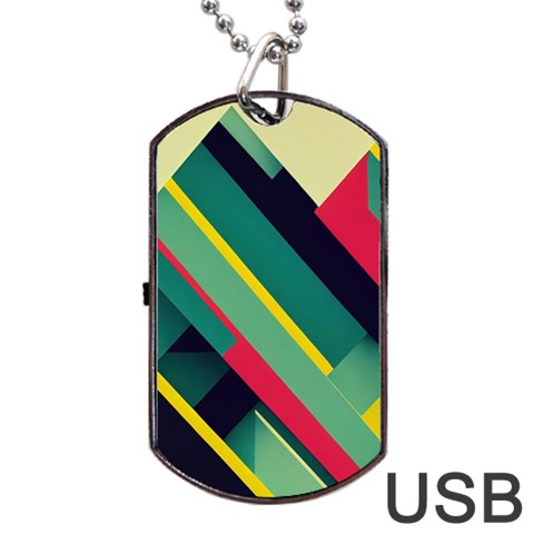 Abstract Geometric Design Pattern Dog Tag USB Flash (Two Sides) from ArtsNow.com Front