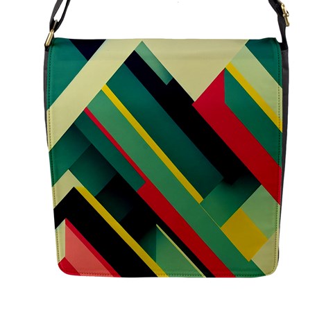 Abstract Geometric Design Pattern Flap Closure Messenger Bag (L) from ArtsNow.com Front