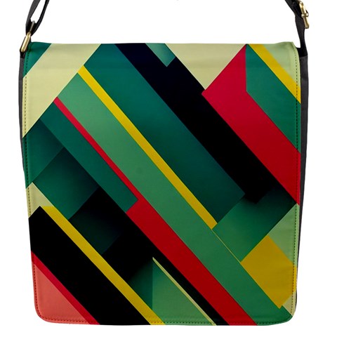 Abstract Geometric Design Pattern Flap Closure Messenger Bag (S) from ArtsNow.com Front